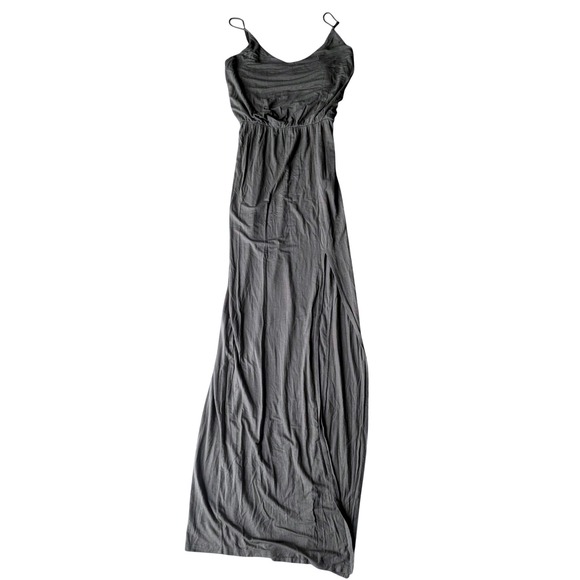Lulus Lost in Paradise Olive Green Maxi Dress M Jersey Slip Spaghetti Strap Slit - Picture 1 of 7